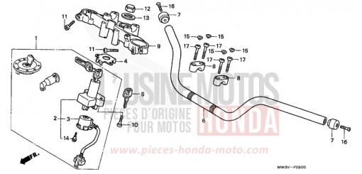 HANDLE PIPE/TOP BRIDGE CB750F2V de 1997